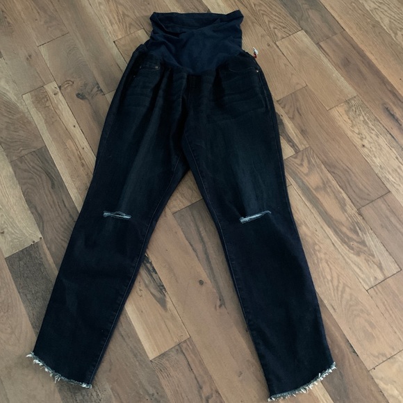 Jessica Simpson Dark Denim Distressed Stretch Maternity Jeans Size XL - Picture 4 of 12